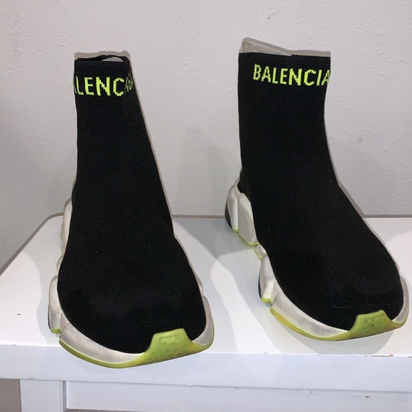 BALENCIAGA SPEED TRAINERS NEON/ BLACK MID SIZE 41/ 8 MEN - Picture 2 of 10
